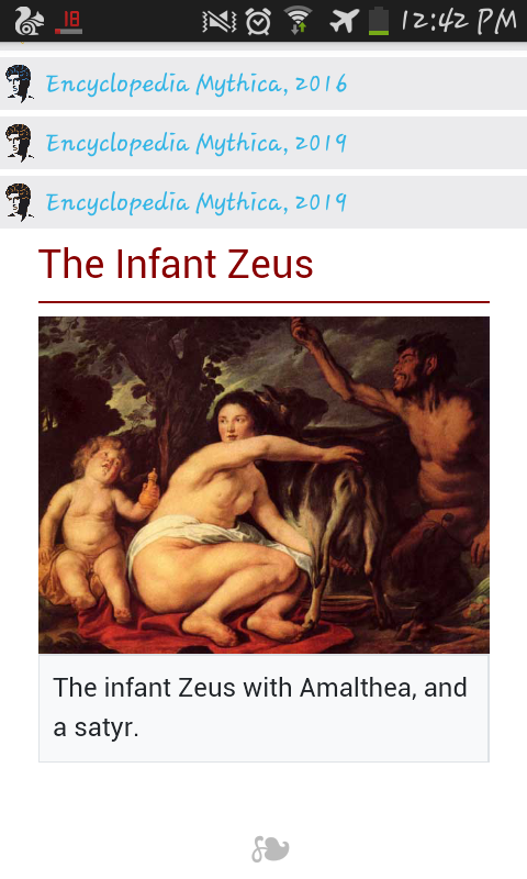 Encyclopedia Mythica: Infant Zeus